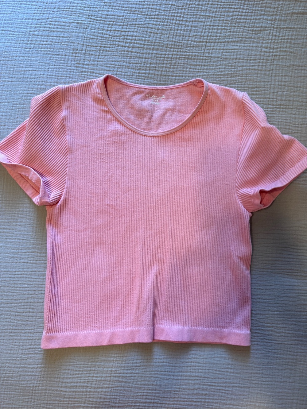 Urban Outfitters Pink Ribbed Short Sleeve Tee